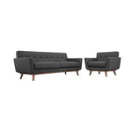 Sillón y sofá tapizados modernos de mediados de siglo Modway Engage de 2 piezas (gris)