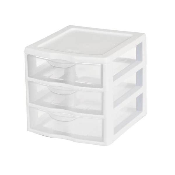 Unidad de almacenamiento de escritorio Sterilite de 3 cajones (blanco)