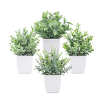 Paquete de 4 plantas falsas, mini plantas artificiales en macetas con vegetación