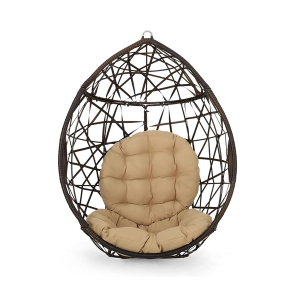 Christopher Knight Silla colgante de mimbre con forma de lágrima para interiores y exteriores