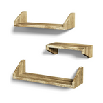 Set of 3 Display Floating Shelves Wall Mounted Solid Wood Shelf