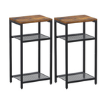 Set of 2 Yifeel 3 Tier Sturdy Metal Frame End Table with Storage
