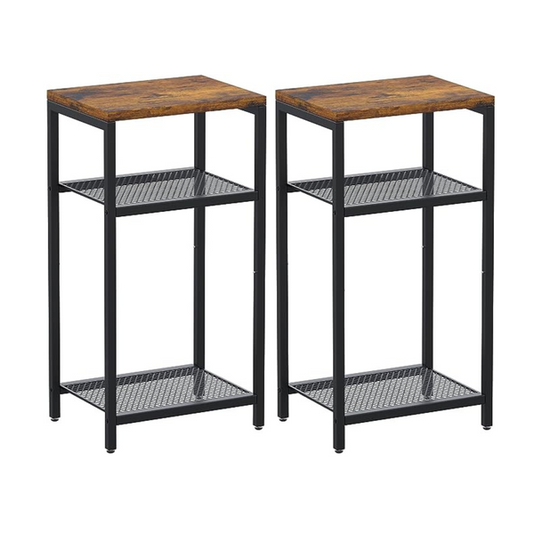 Set of 2 Yifeel 3 Tier Sturdy Metal Frame End Table with Storage