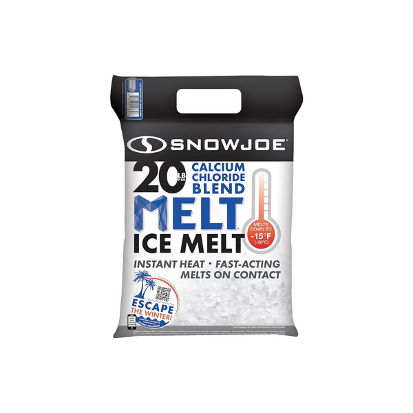 Snow Joe Mezcla para derretir hielo con cloruro de calcio, bolsa de 20 libras