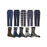 6-Count Therma Tek Men's Pajama Pants & Sherpa Socks Bundle