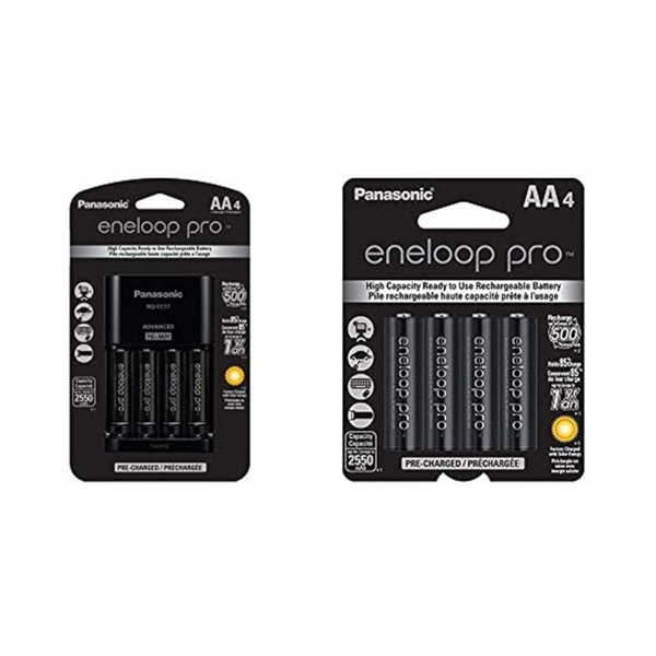 Panasonic Eneloop Pro Rechargeable Battery Charger Bundle With 8 AA High Capacity Ni-MH Pre-Charged Batteries