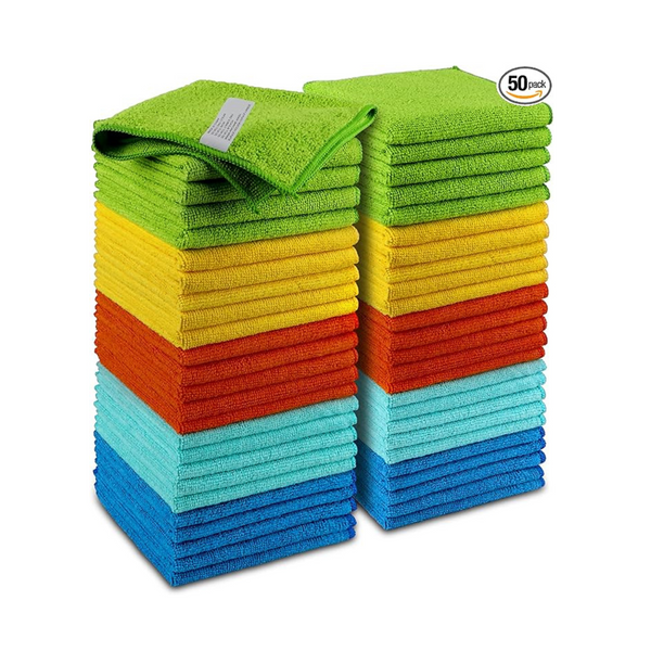50-Pack Aidea Microfiber Premium All-Purpose Cleaning Cloths