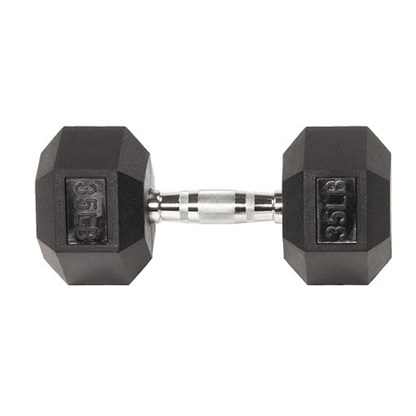 35-Lbs Signature Fitness Rubber Encased Hex Dumbbell