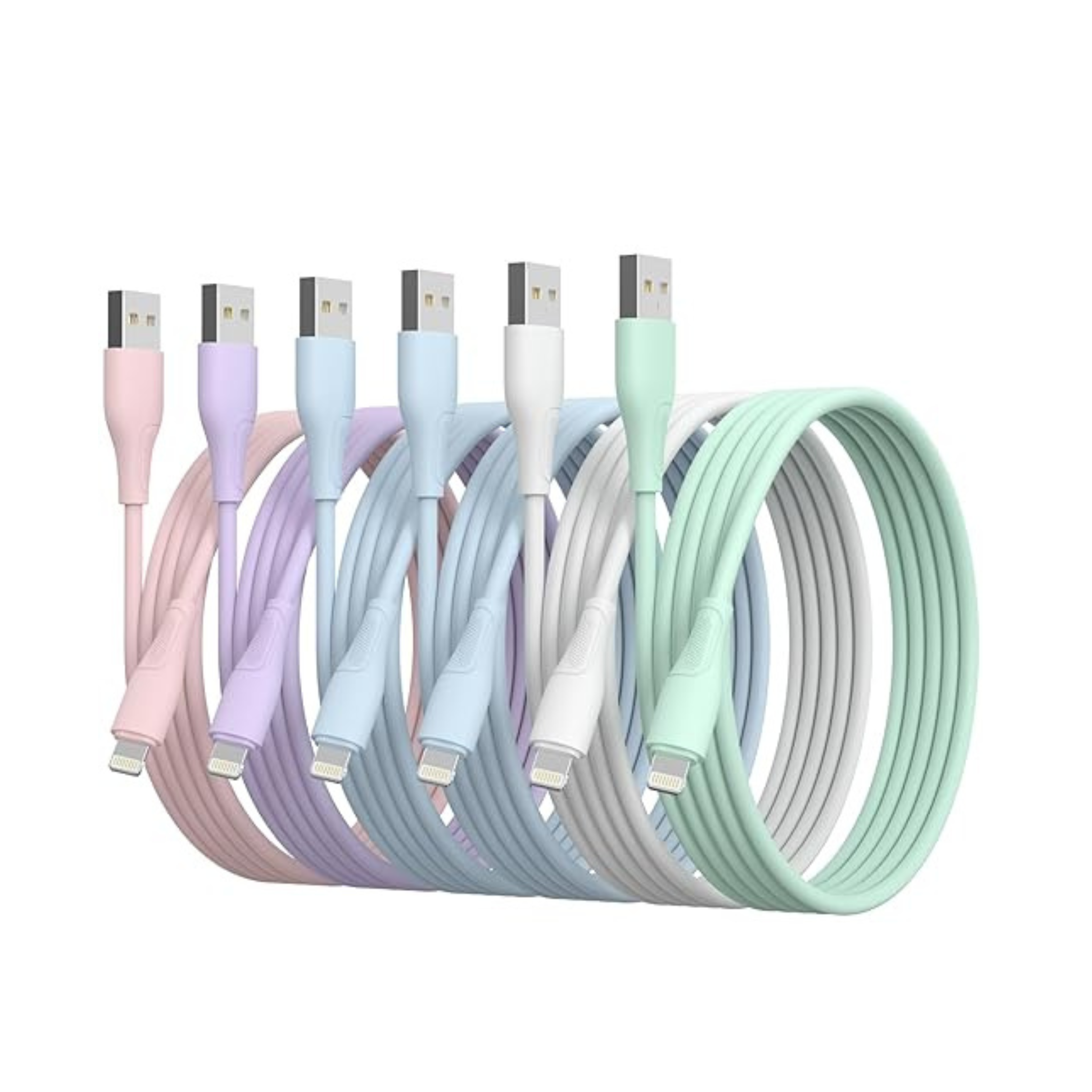 6-Pack MFi Certified USB-A Fast Charging Lightning Cable