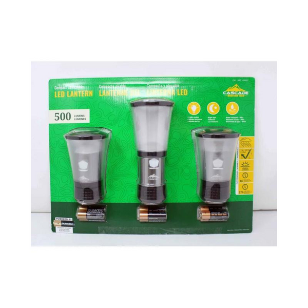 3-Pack Cascade Mountain Tech Collapsible IPX4 Water-Resistant LED Lantern
