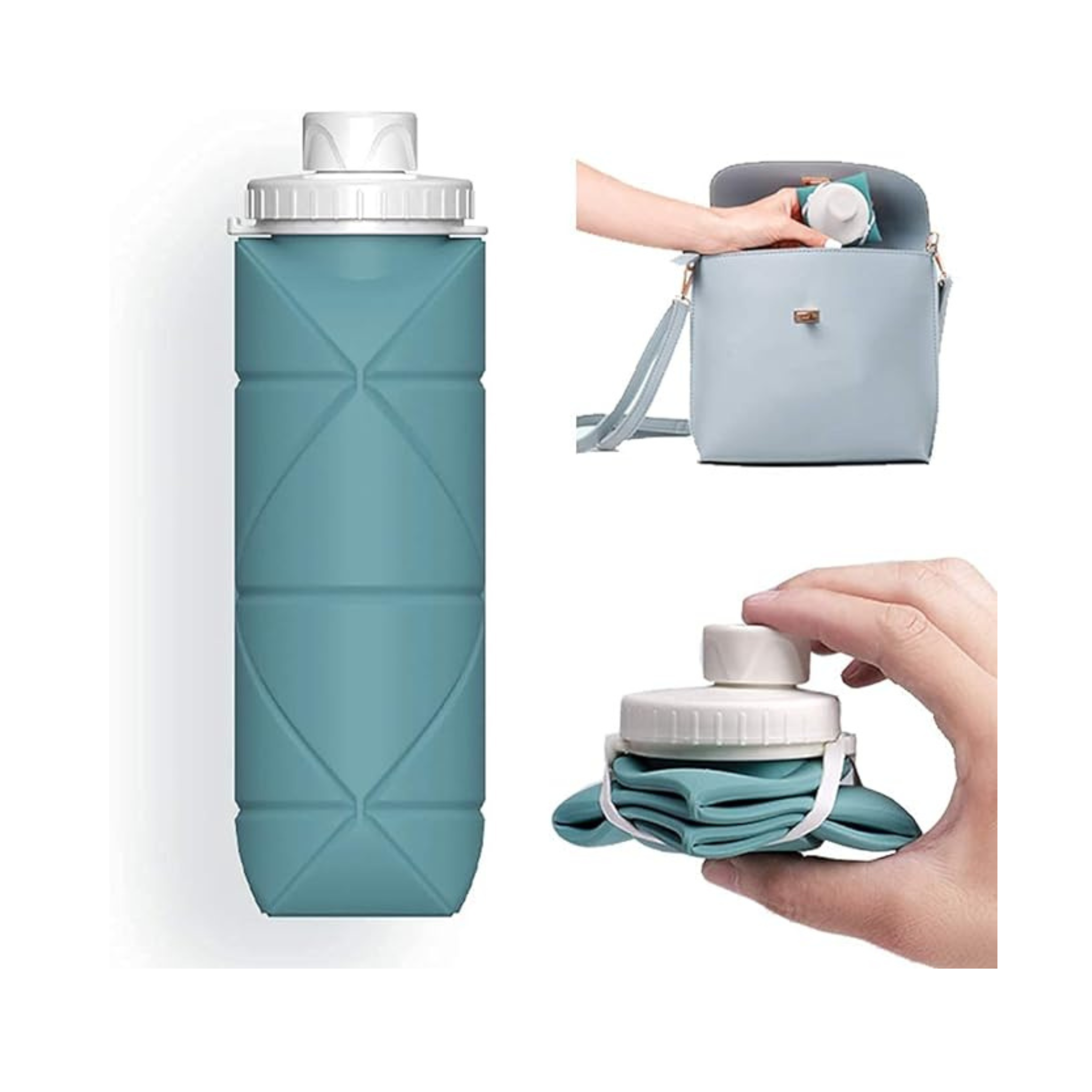 Collapsible Leakproof Valve Reusable Silicone Foldable Water Bottle