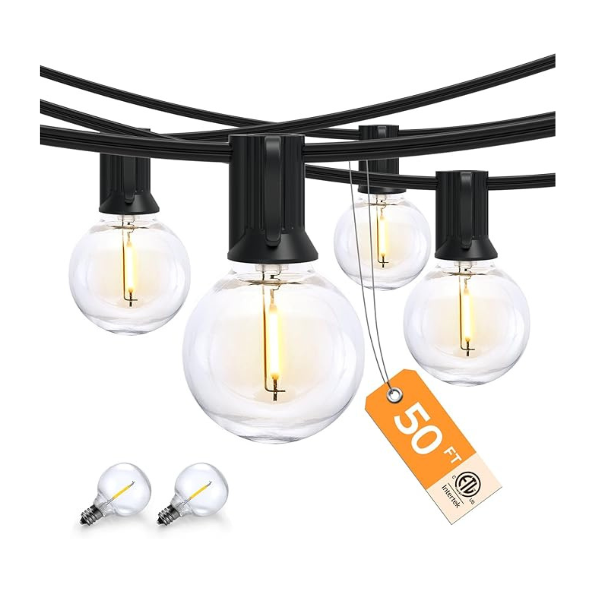 Xmcosy+ 50ft 25-LED Bulbs Waterproof Dimmable Outdoor String Lights