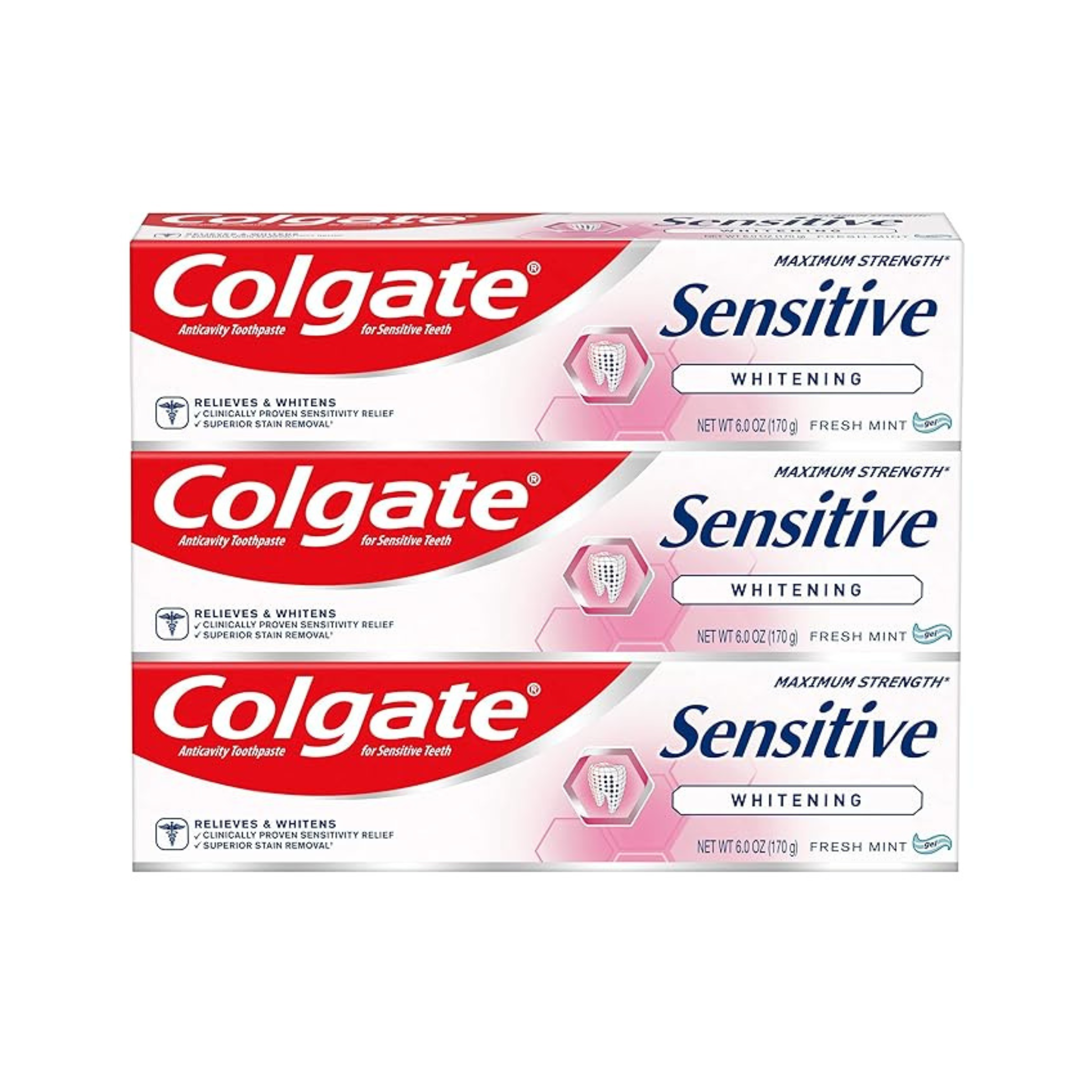 3-Pack Colgate Sensitive Maximum Strength Whitening Toothpaste