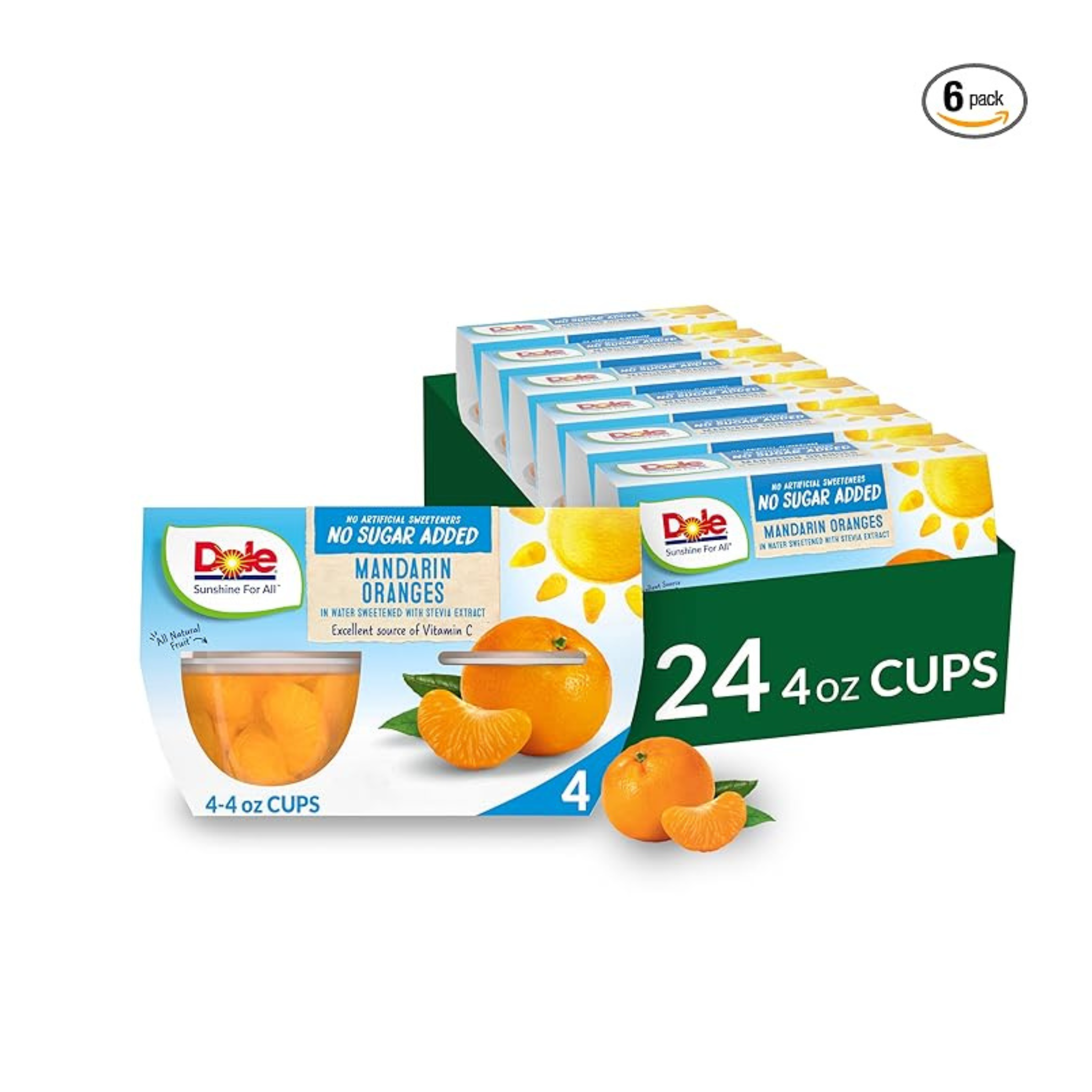 24-Pack 4-Oz Dole Fruit Bowls No Sugar Added (Mandarin Oranges or Diced Pears)