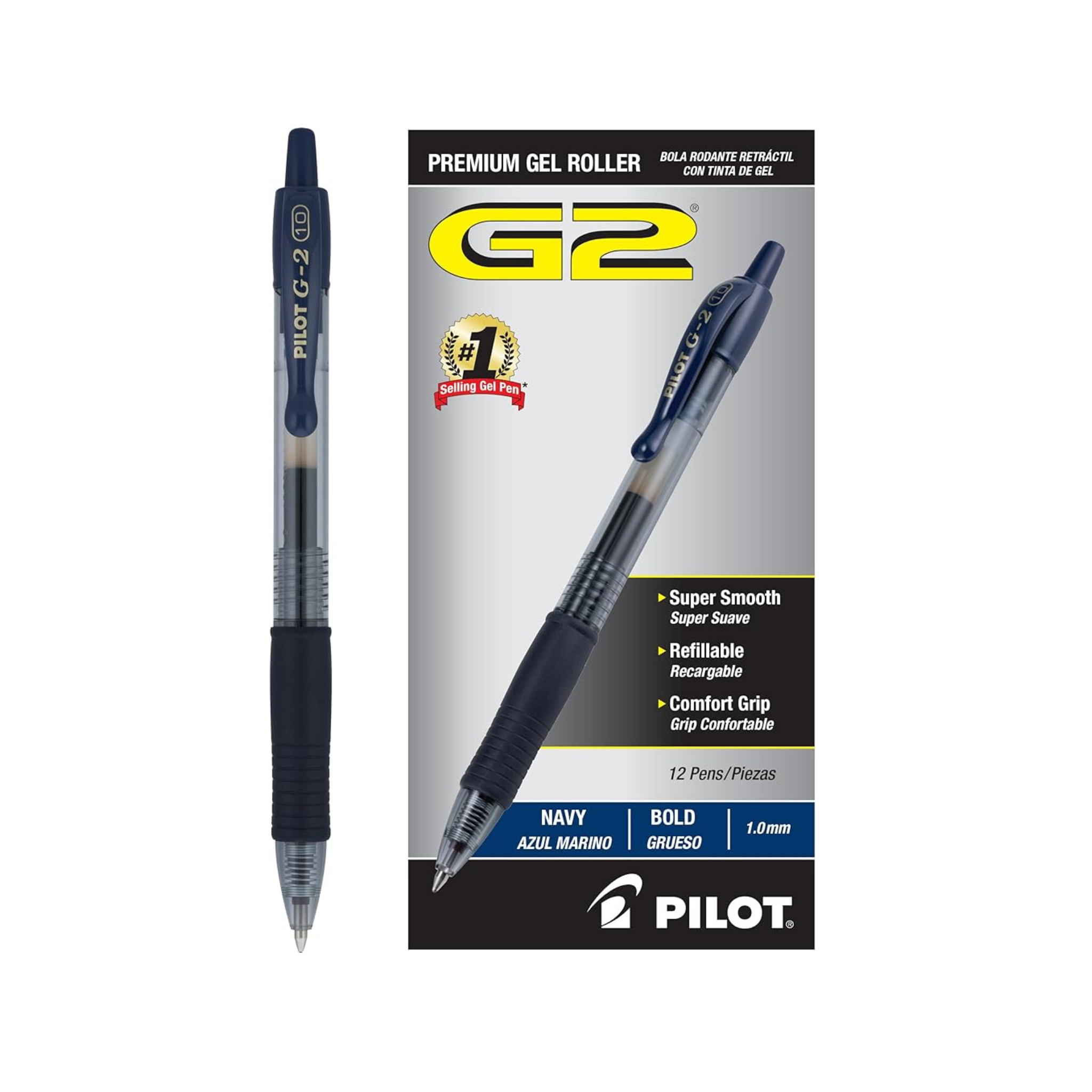 Pilot G2 Premium Gel Roller Pens, Bold Point 1 MM (Pack of 12) Navy