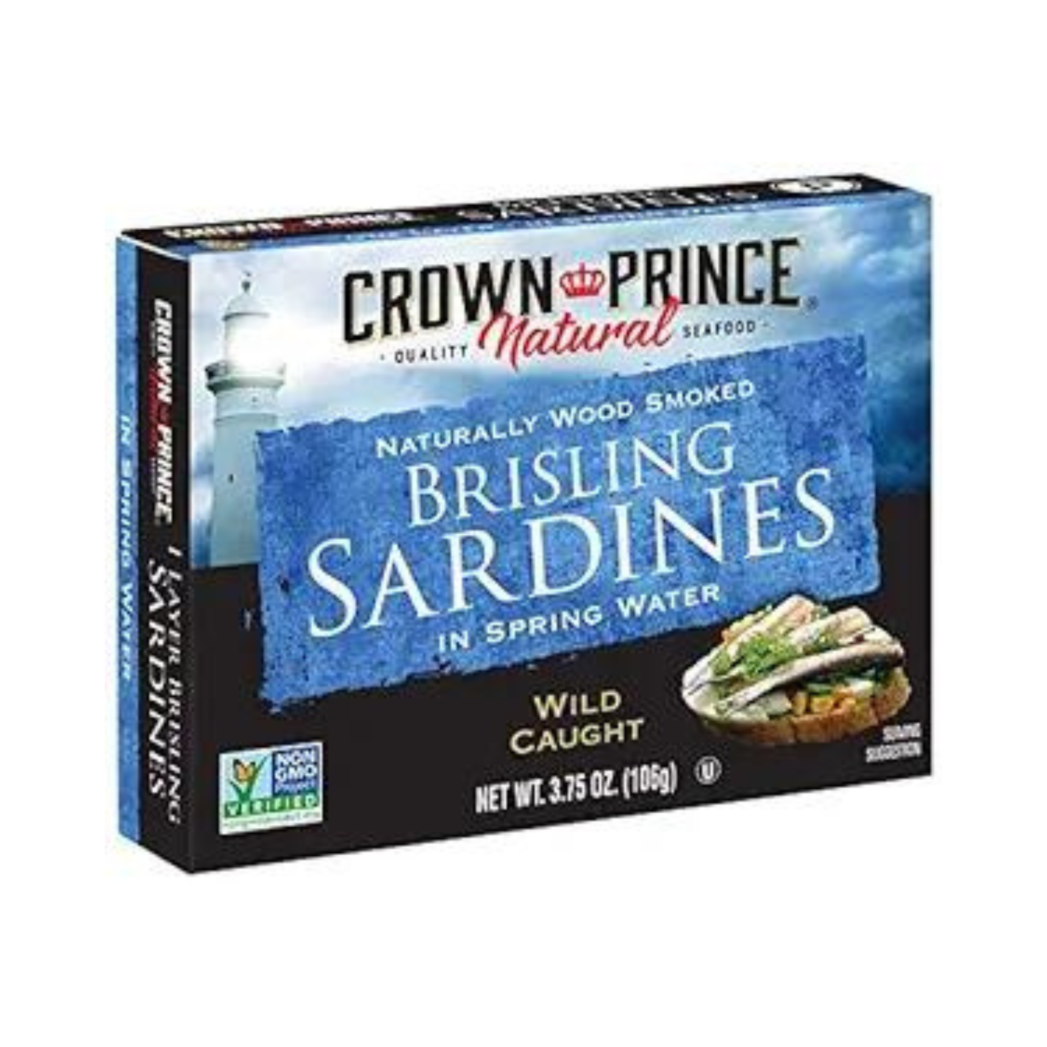 12 Cans Of Crown Prince Natural Brisling Sardines In Spring Water