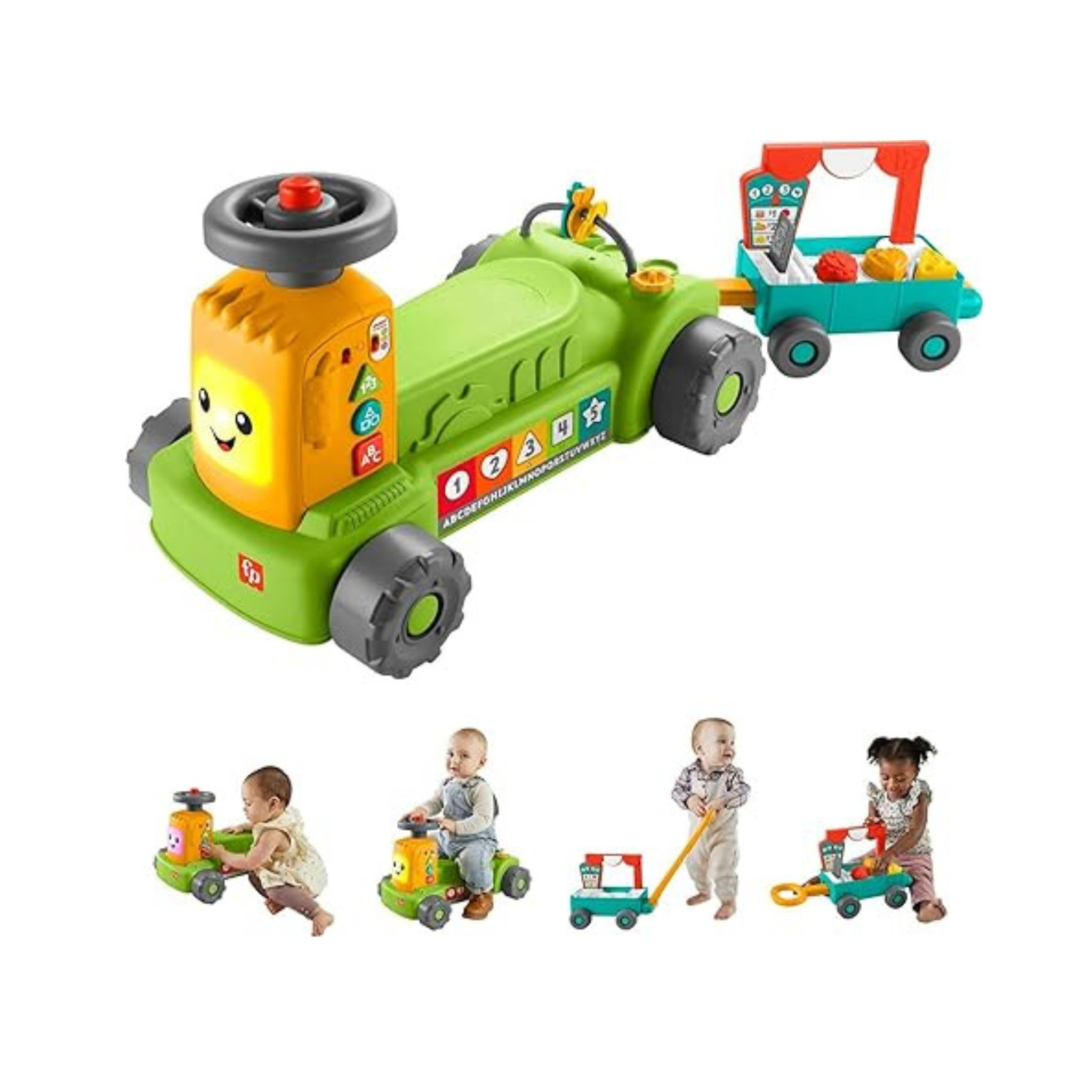 Fisher-Price Laugh & Learn Baby to Toddler 4-in-1 Farm to Market Tractor Ride On Toy