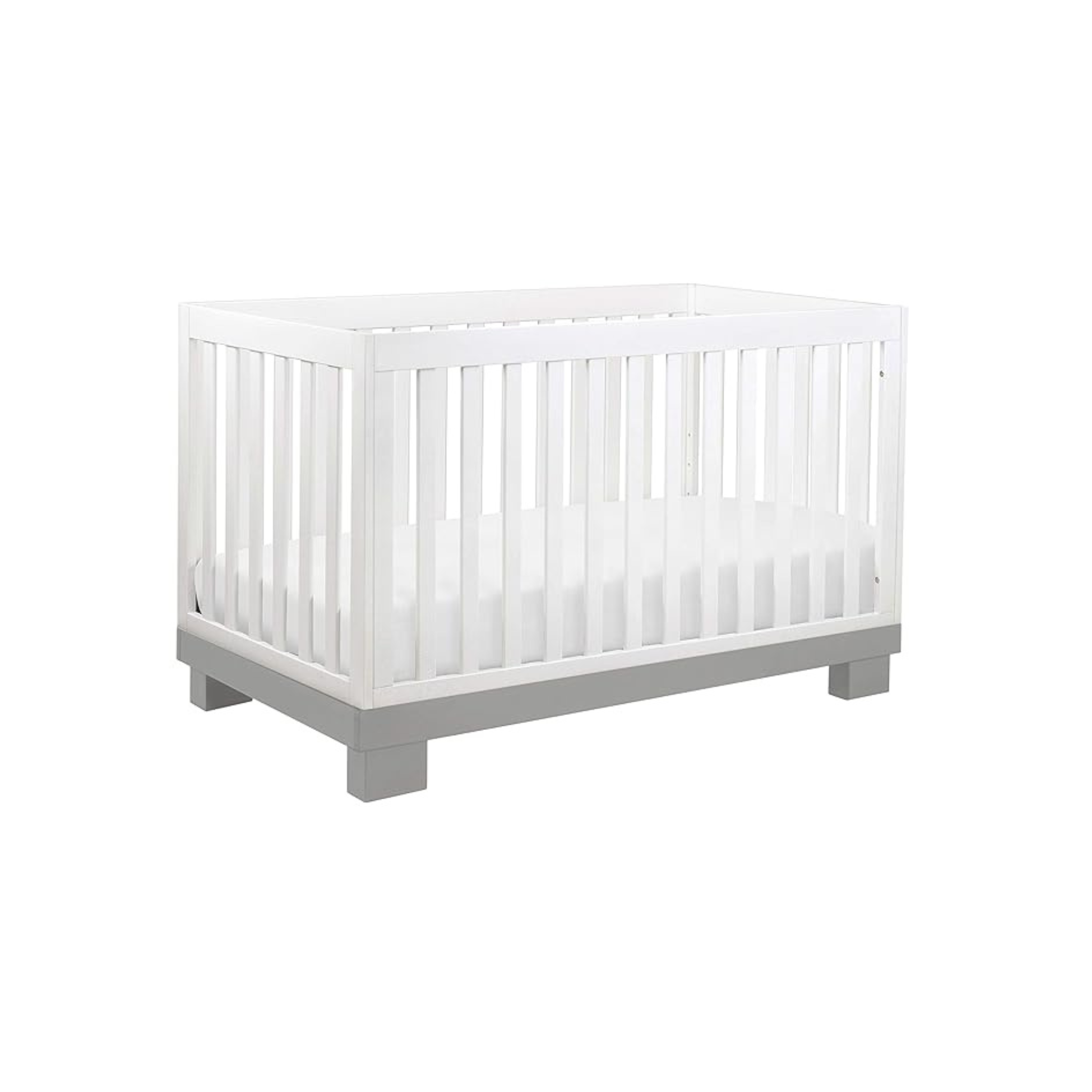 Babyletto Modo 3-in-1 Convertible Crib with Toddler Bed Conversion Kit, Grey and White