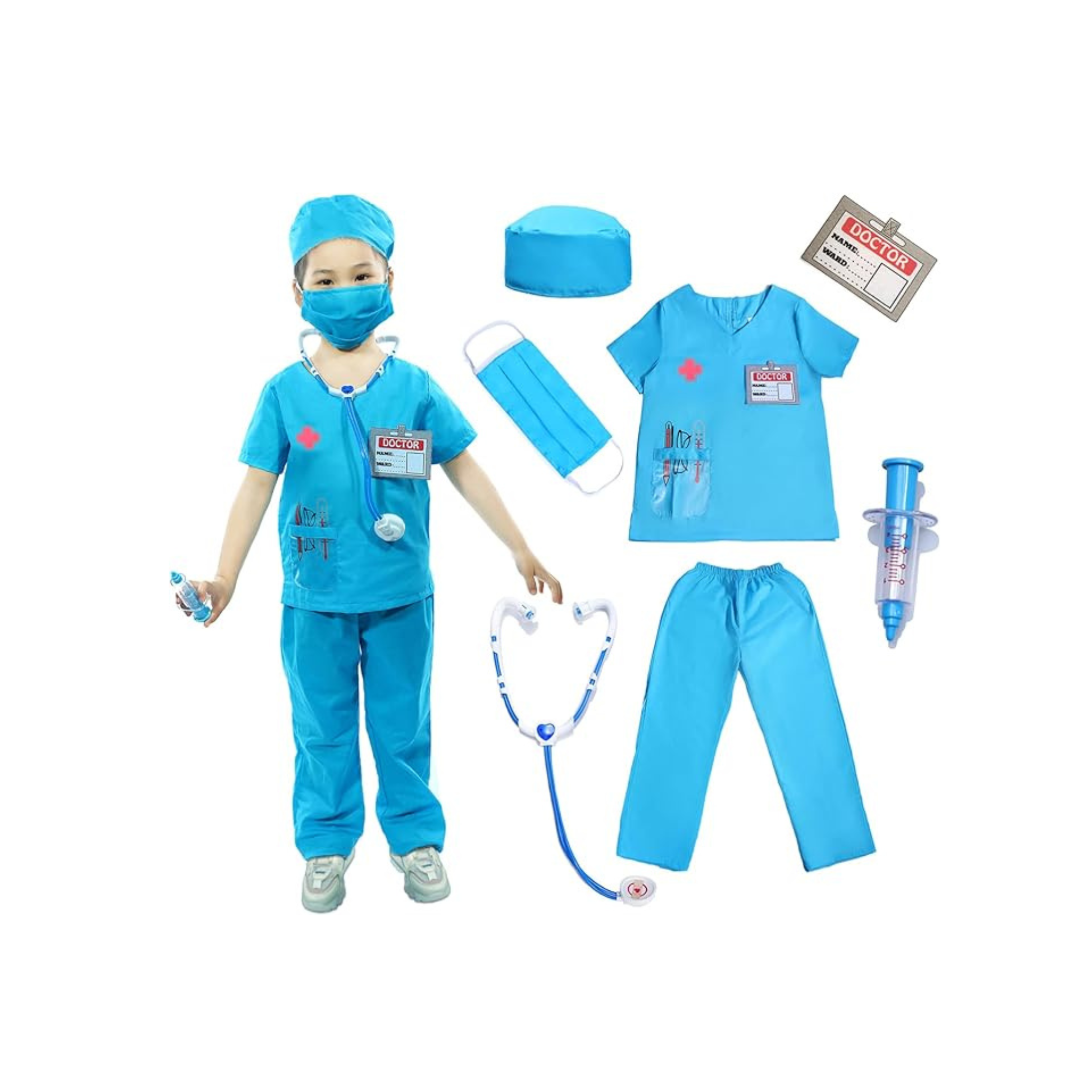 Kids Doctor Costume 7pcs Play Kit