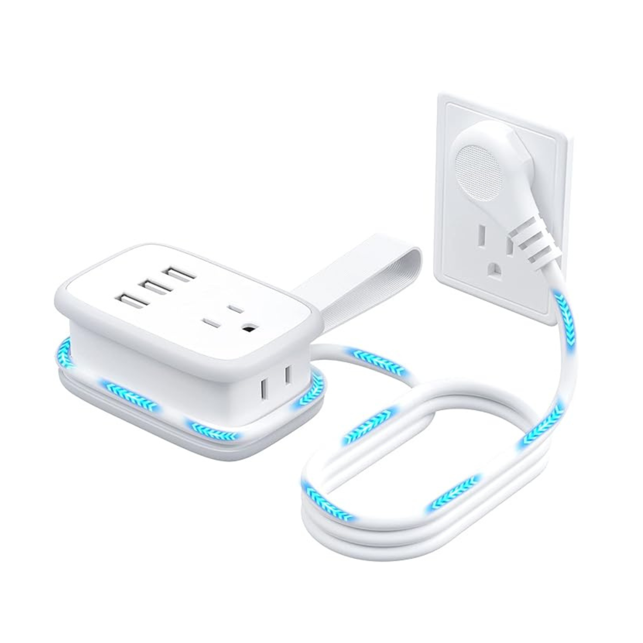 Ntonpower 2-Outlet 3-USB Ports 3ft Travel Power Strip