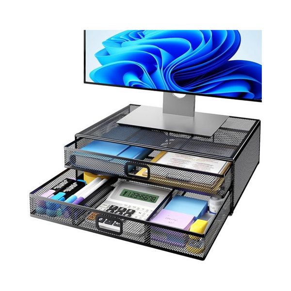 Huanuo Mesh Metal Monitor Stand with Drawer