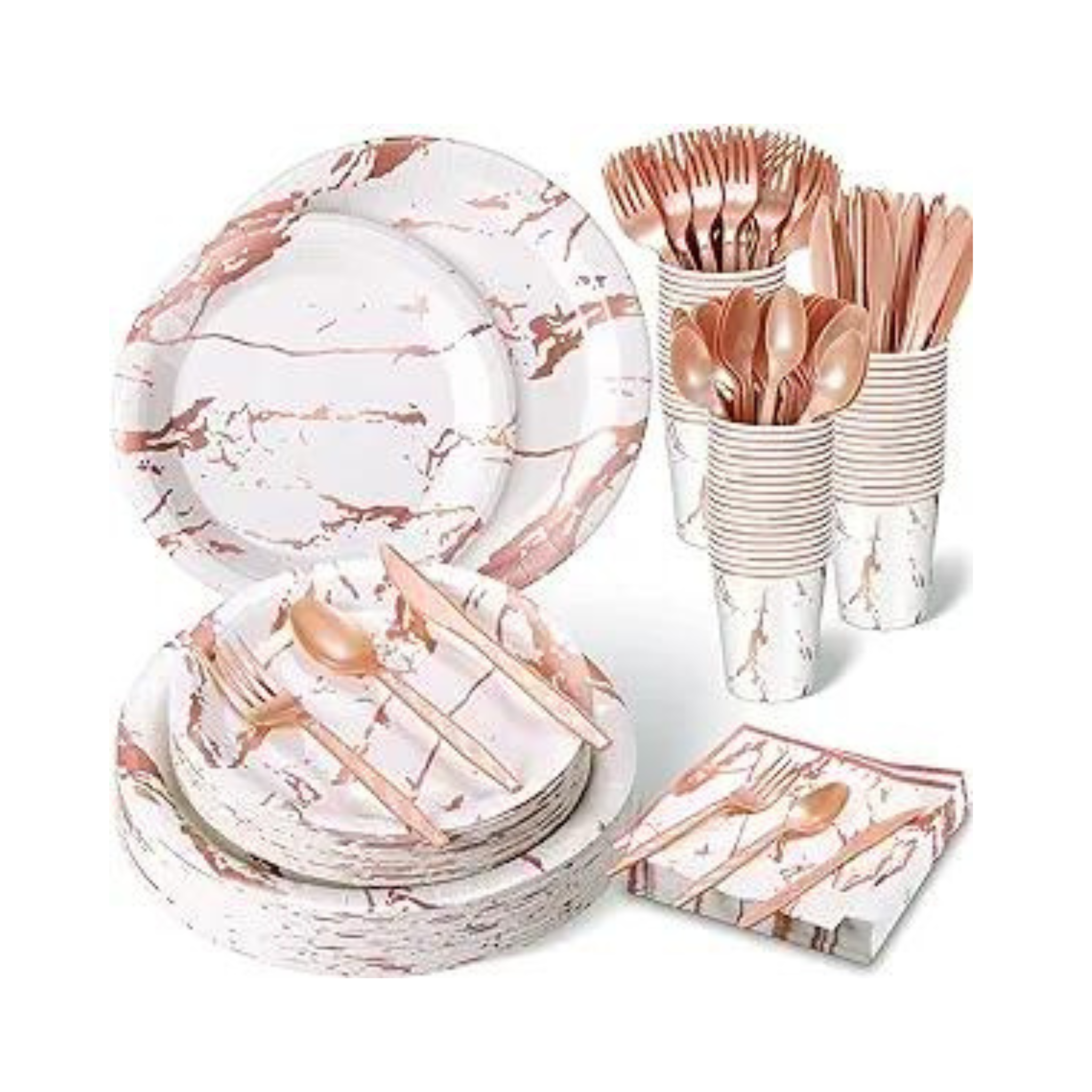 Marbled Disposable Dinnerware Set, 50 Settings