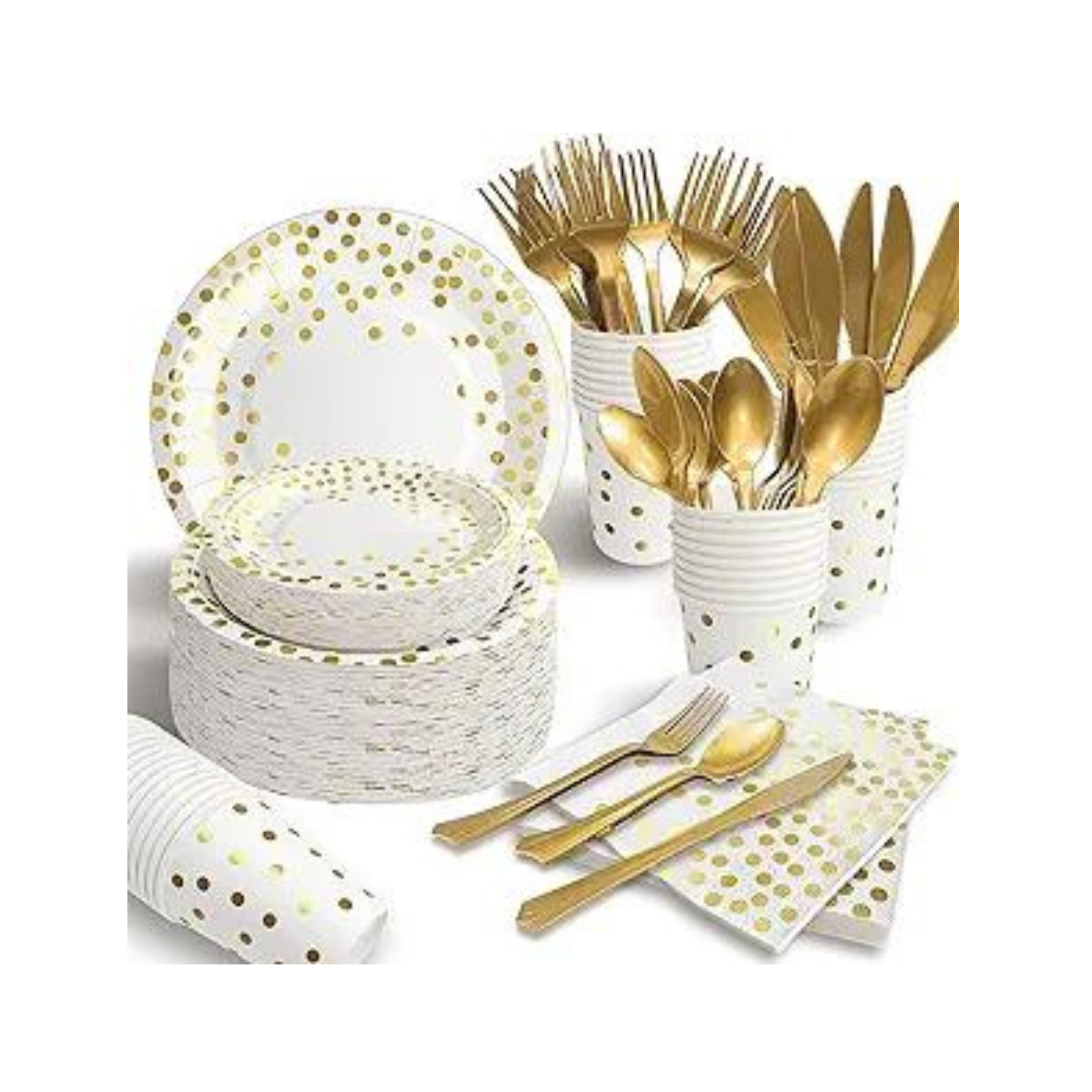 White And Gold Dinnerware Set, 350 Pcs