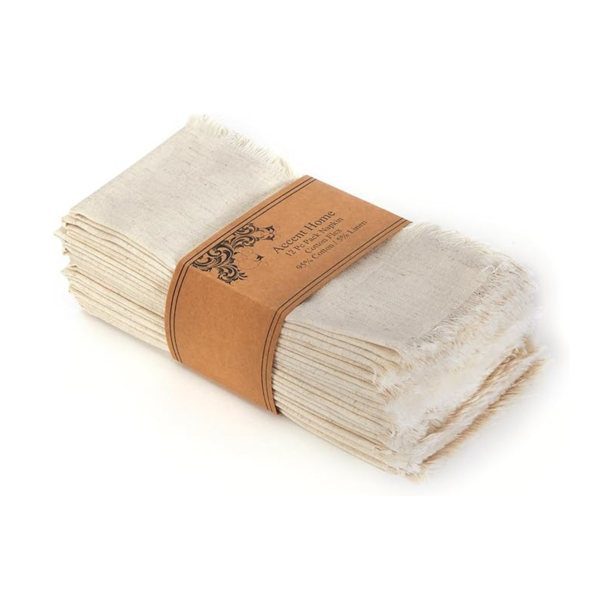 Natural Cotton Linen Napkins, Set of 12
