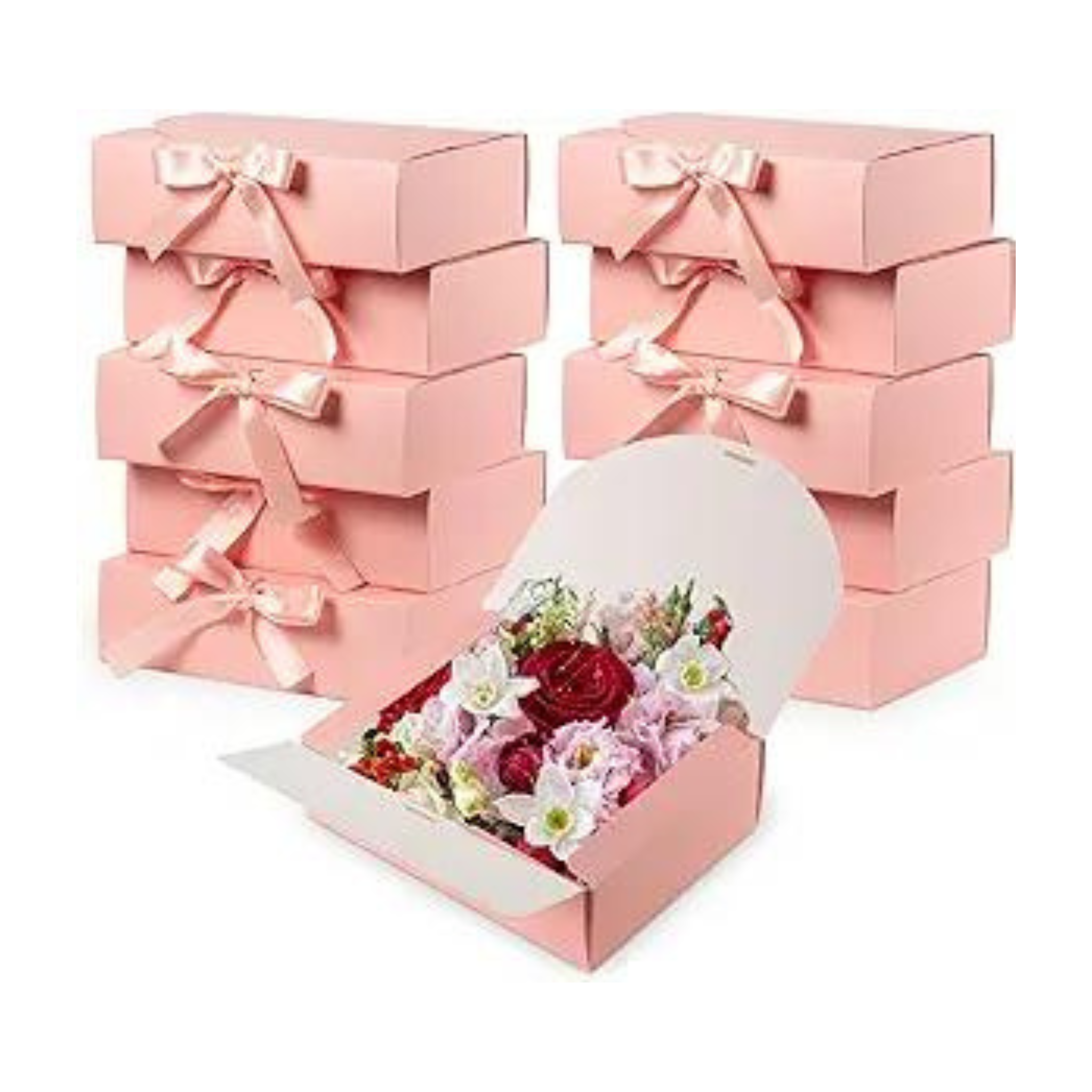 Gift Boxes w/ Lids And Bow, 10 Pack