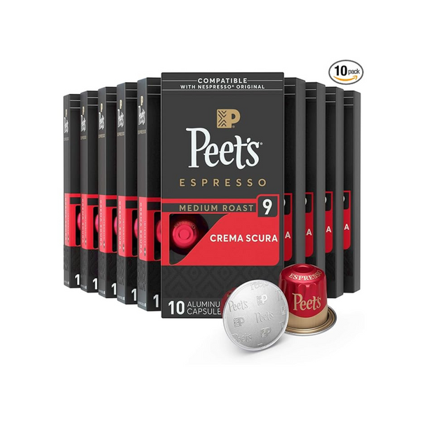 100-Count Peet's Coffee Medium Roast Espresso Nespresso Pods (Crema Scura)