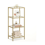 Vasagle 4-Tier Tempered Glass, Steel Frame, Metallic Gold Slim Shelving Unit