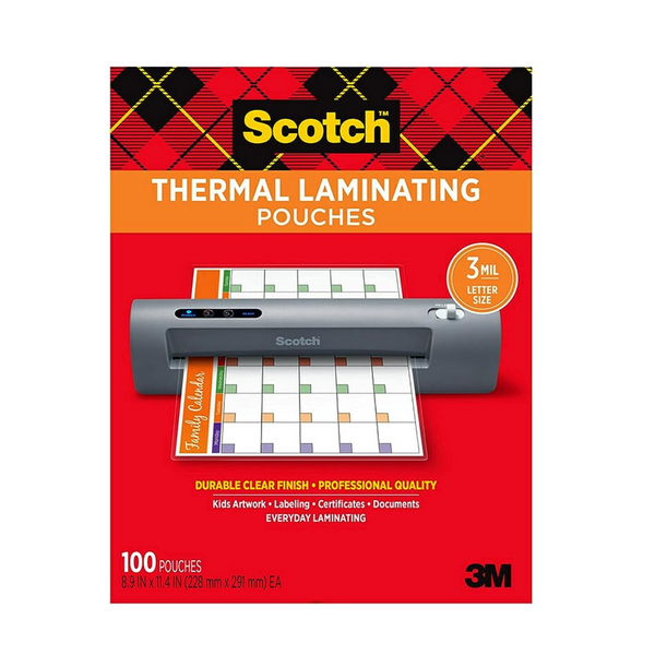 100-Count Scotch Thermal Laminating Pouches (8.9" x 11.4")