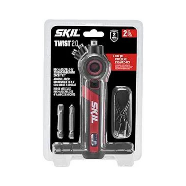 Skil Twist 2.0 Rechargeable 4V Screwdriver w/ Pivoting Head & 2pc Bit Set