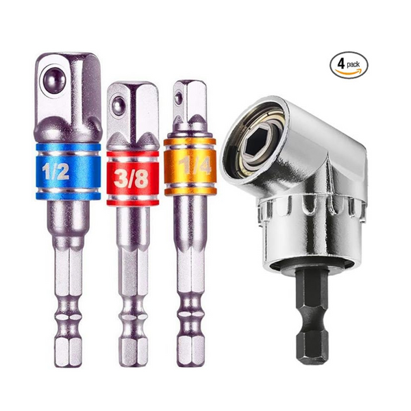 3-Piece Cigotu 1/4, 3/8, 1/2 Inch Hex Shank Impact Grade Socket Adapter