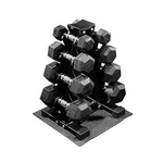 Signature Fitness 100-Lb Rubber Coated Hex Dumbbell Weight Set and Storage Rack