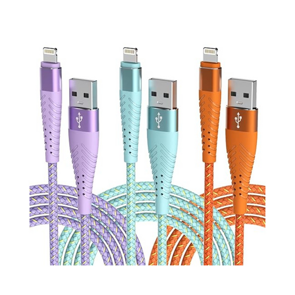 3-Pack 6-ft MFi Certified USB-A to Lightning Charging Cables