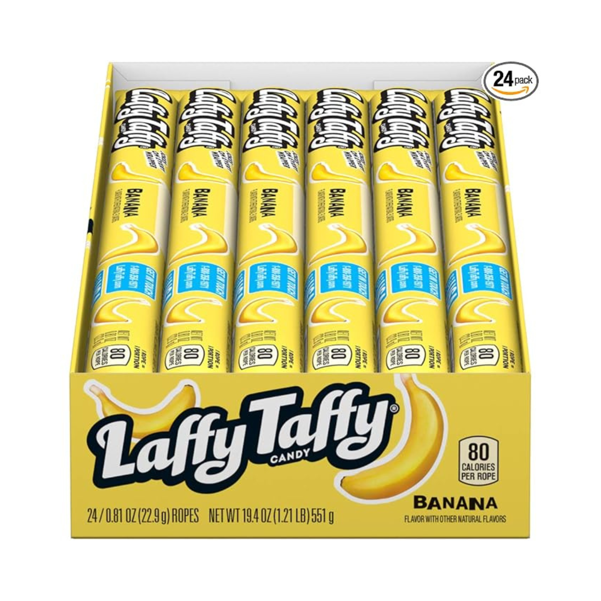 24 Pack Of Banana Laffy Taffy Rope Candies