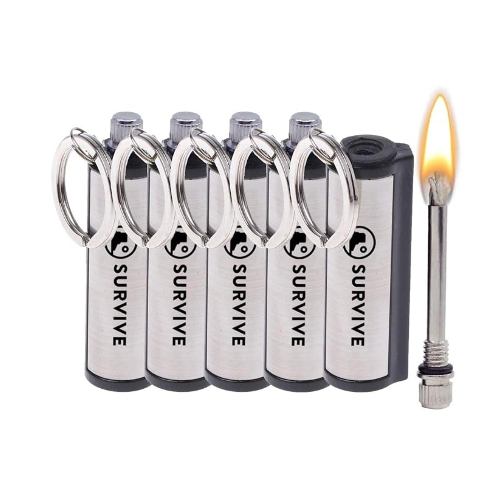 5Pack Metal Keychain Emergency Fire Starter Striker