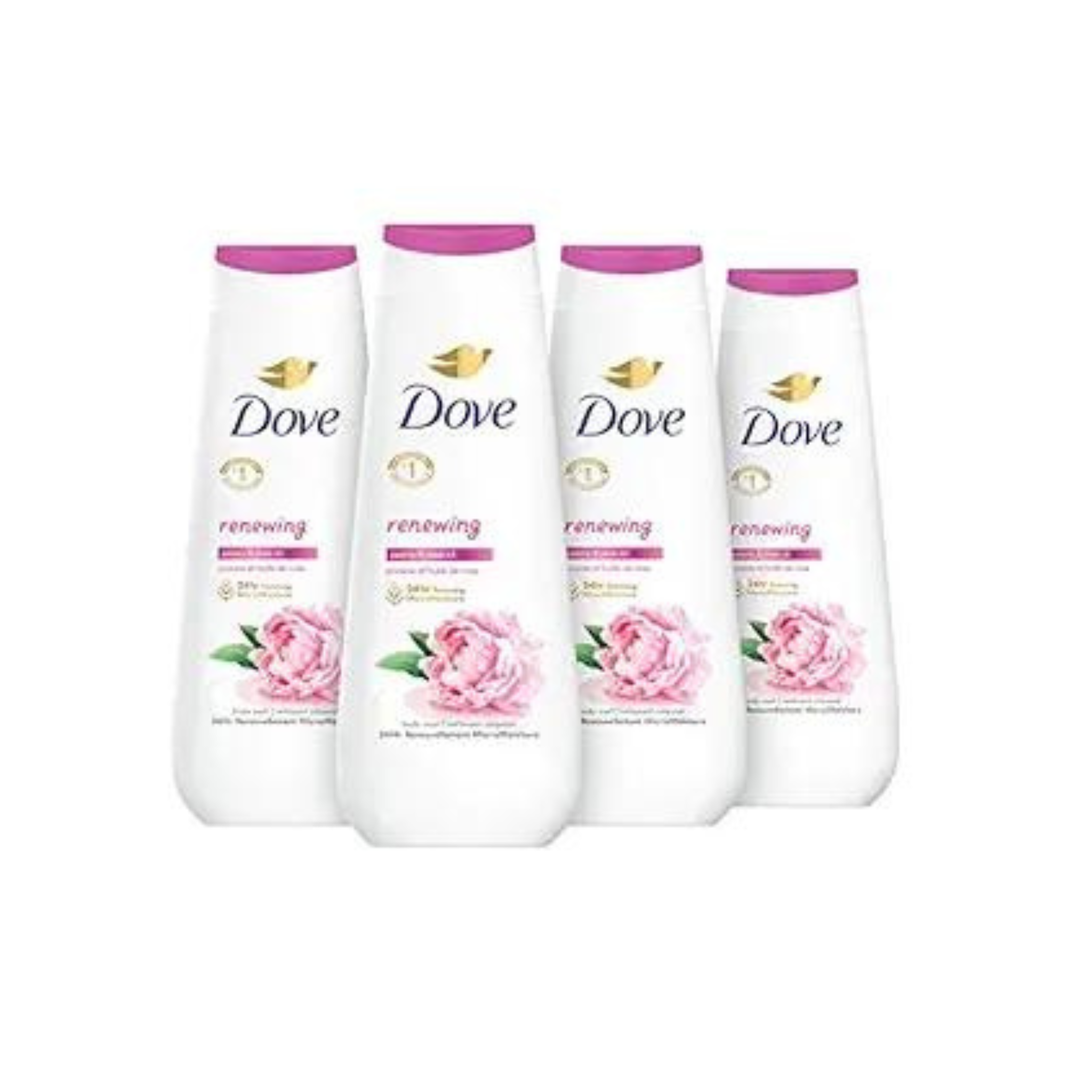 4 Bottles Dove Body Wash Renewing Peony and Rose Oil