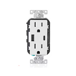 2-Pack 15A Decora Tamper-Resistant Duplex Type A/C 5.1A 25W USB Outlet