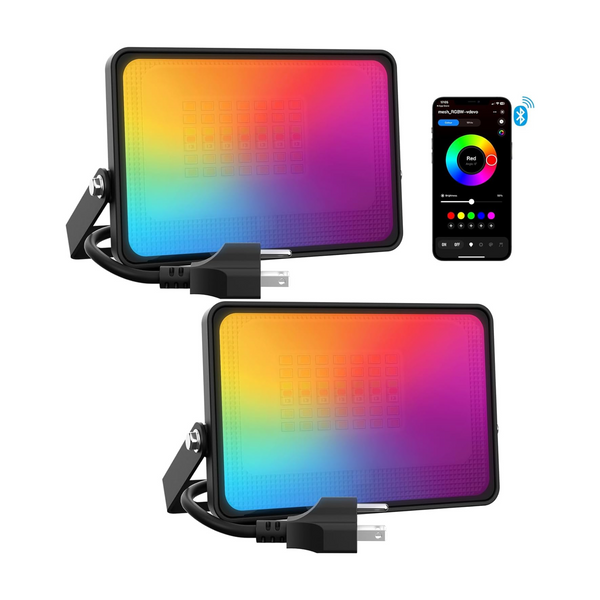 2-Pack RGBW 27 Modes Color Changing Outdoor Flood Lights