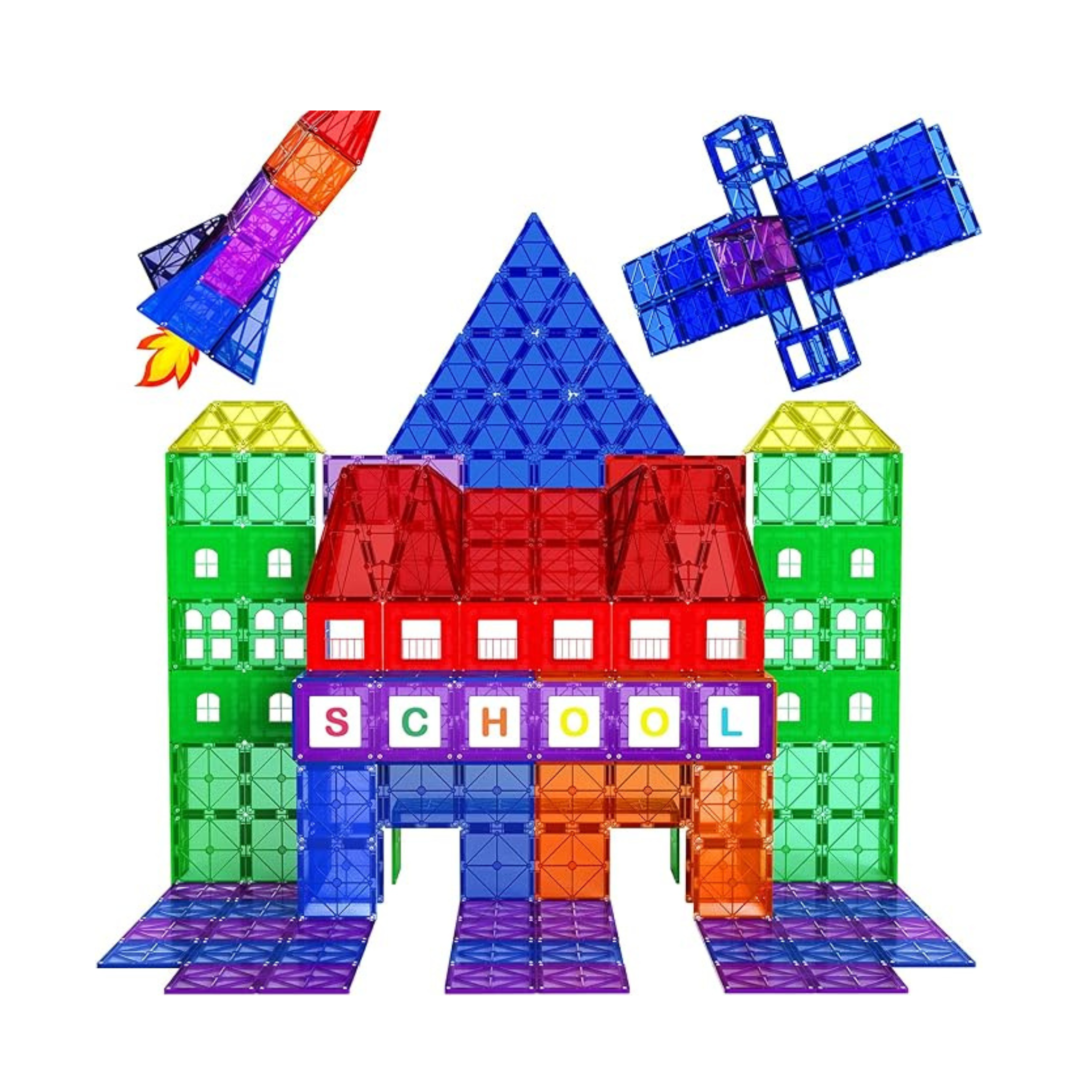 100-Piece Playmags 3D Magnetic Tiles Building Blocks Set