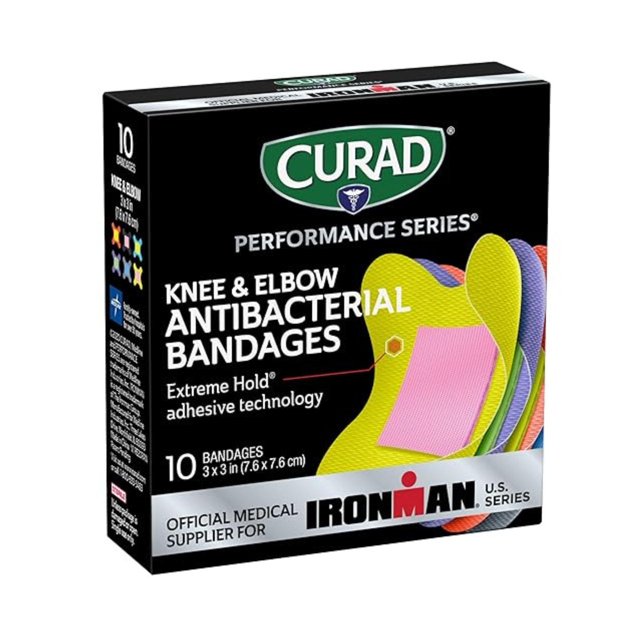 10-Count Curad Performance Ironman Knee & Elbow Antibacterial Bandages