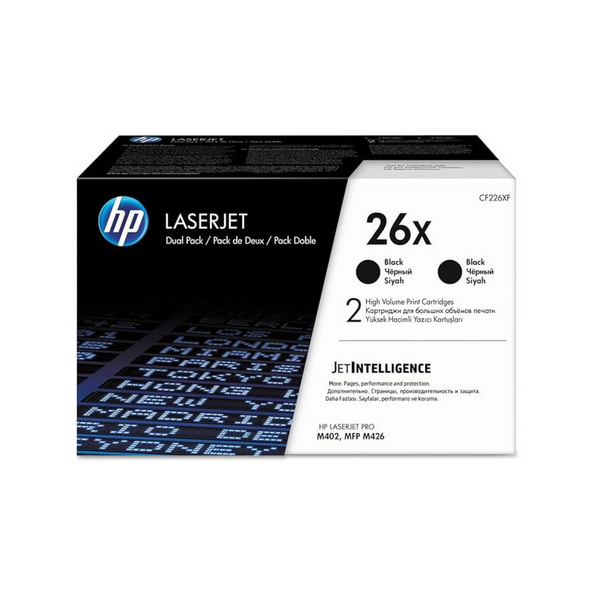 2 Pack Of HP 26X Black High-Yield Toner Cartridges For LaserJet Pro M402 Series