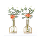 2Pc Gold Metal Test Tube Vases Set