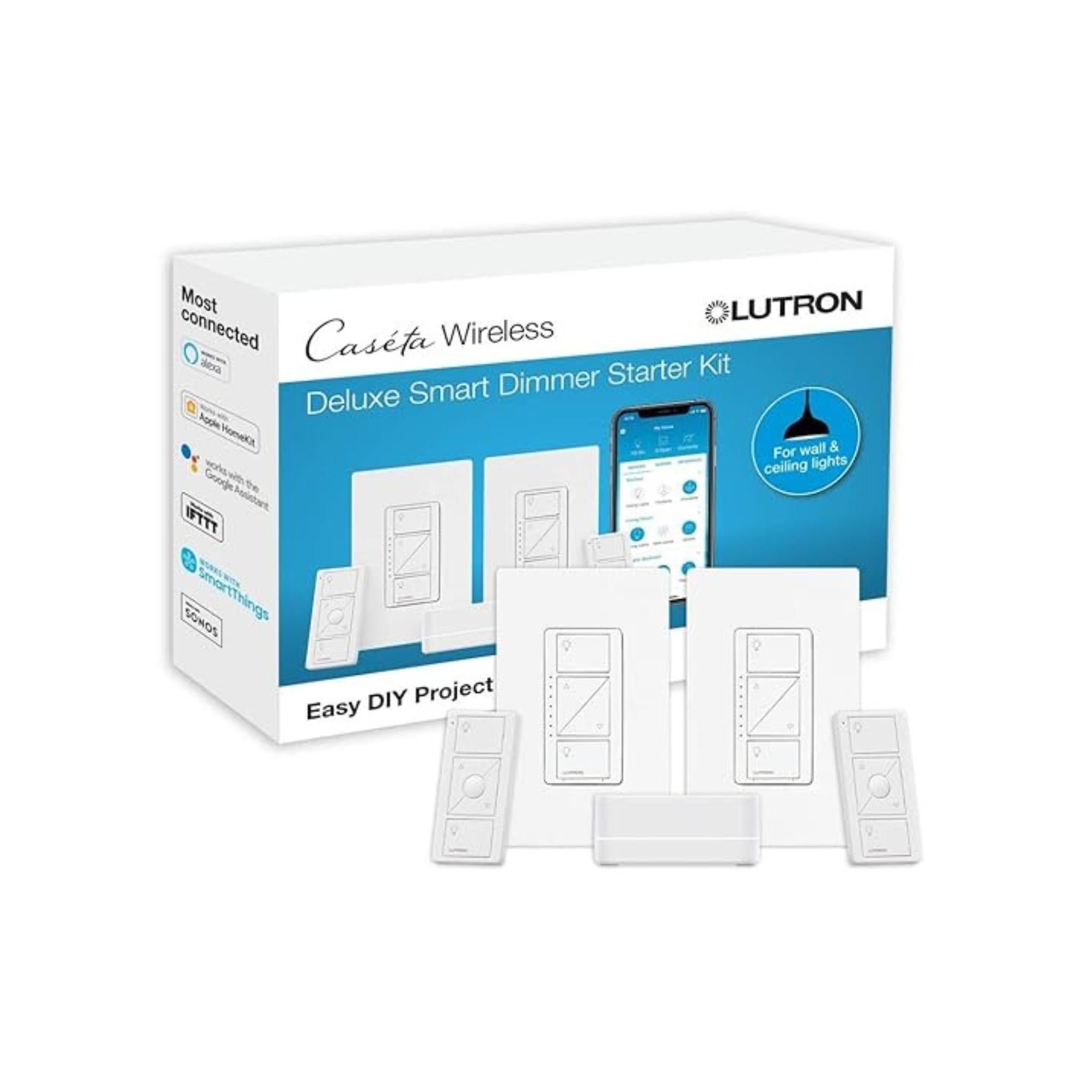 Lutron Caseta Deluxe Smart Dimmer Switch Kit w/ Smart Hub