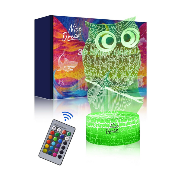 Nice Dream Kids 16 Colors Changing Owl 3D Night Light