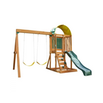 KidKraft Ainsley Wooden Outdoor Swing Set with Slide and Rock Wall