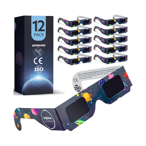 Pack of 12 CE and ISO Certified Solar Eclipse Glasses