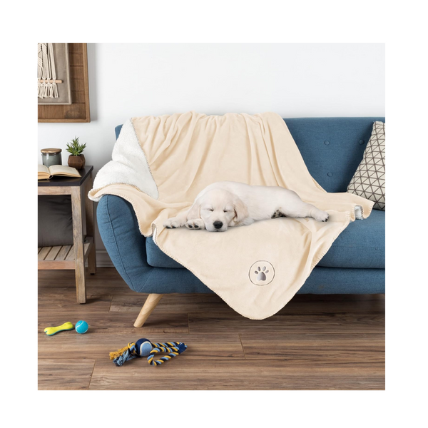 50x60" Petmaker Waterproof Reversible Sherpa Fleece Pet Blanket